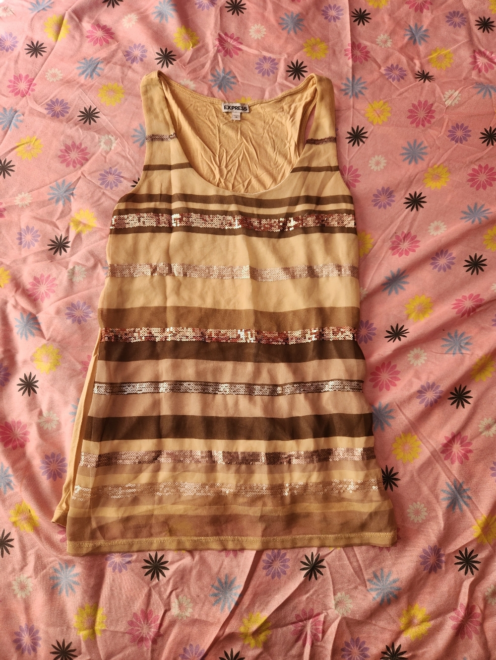 Express Scoop Neck Tank Top - Beige